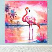 Pink Flamingo Sunset Leinwanddruck (Insitu (Holzboden))