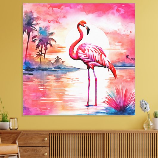 Pink Flamingo Sunset Leinwanddruck (Insitu (Wohnzimmer))