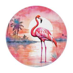 Pink Flamingo Sunset Schneidebrett