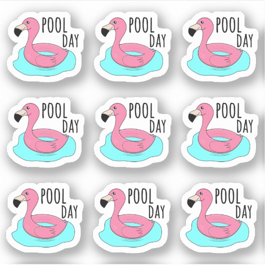 Pink Flamingo Swimming Ring Pool Day Bujo Planer Aufkleber (Vorderseite)