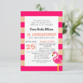 Pink Flamingo Taufe Christening Einladung (Stehend Vorderseite)