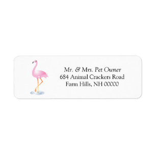 Pink Flamingo Theme Rücksendeadressen-Aufkleber S