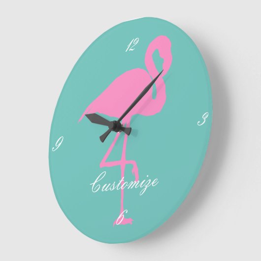 Pink Flamingo Thunder_Cove Große Wanduhr (Winkel)