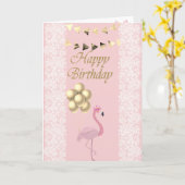 Pink Flamingo, Tiara, Spitzen, Balloons Karte (Gelbe Blume)