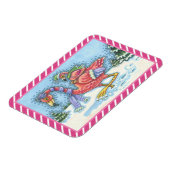 PINK FLAMINGO TIEFES SCHNEE CHRISTMAS MAGNET Recta (Linke Seite)