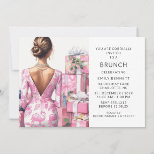Pink Flamingo Toile Brunch Brautparty Einladung