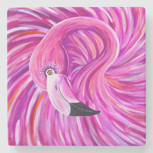 Pink Flamingo Too Steinuntersetzer (Vorderseite)