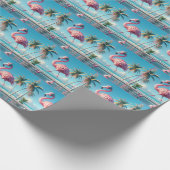 Pink Flamingo Tragen Sneakers und Kopfhörer Geschenkpapier (Ecke)