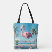 Pink Flamingo Tragen Sneakers und Kopfhörer Tasche (Rückseite)