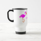 Pink Flamingo Travel Mug mit Ihrem Namen Reisebecher (Links)