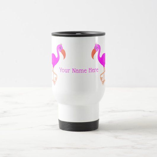 Pink Flamingo Travel Mug mit Ihrem Namen Reisebecher (Mittel)