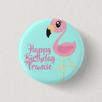 Pink Flamingo Tropical 1. Geburtstag Button Button