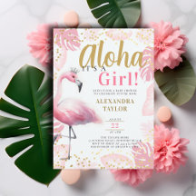 Pink Flamingo Tropical Aloha Girl Babydusche