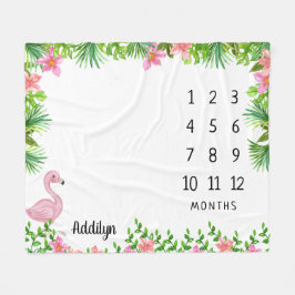 Pink Flamingo Tropical Baby Milestone Fleecedecke