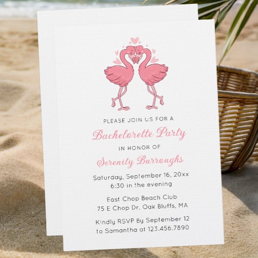 Pink Flamingo Tropical Beach Bachelorette Party Einladung