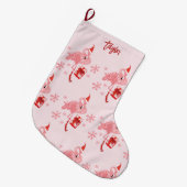 Pink Flamingo Tropical Beach Bird Custom Großer Weihnachtsstrumpf (Vorderansicht (hängend))
