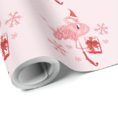 Pink Flamingo Tropical Beach Bird Weihnachten Geschenkpapier (Rolleneckpunkt)