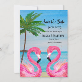 Pink Flamingo Tropical Beach Hochzeit Einladung