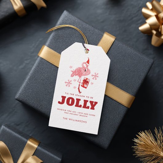 Pink Flamingo Tropical Beach Weihnachten Geschenkanhänger