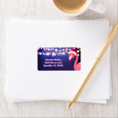 Pink Flamingo Tropical Beach Weihnachtsadresse Adressaufkleber (Insitu)