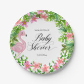 Pink Flamingo Tropical Blume Kinderdusche Pappteller (Vorderseite)