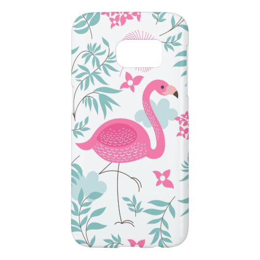Pink Flamingo & Tropical Blume Muster GS7 Case-Mate Samsung Galaxy Hülle (Rückseite)
