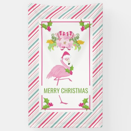 Pink Flamingo Tropical Christmas Banner (Vertikal)