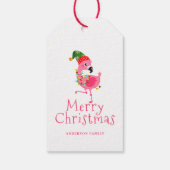 Pink Flamingo Tropical Christmas Geschenkanhänger (Rückseite)