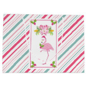 Pink Flamingo Tropical Christmas Große Geschenktüte (Rückseite)