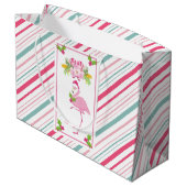 Pink Flamingo Tropical Christmas Große Geschenktüte (Rückseite Schrägansicht)