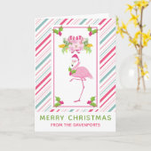 Pink Flamingo Tropical Christmas Karte (Gelbe Blume)