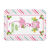 Pink Flamingo Tropical Christmas Magnet (Horizontal)