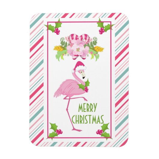 Pink Flamingo Tropical Christmas Magnet (Vertikal)