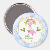 Pink Flamingo Tropical Christmas Magnet (Vorderseite/Rückseite)