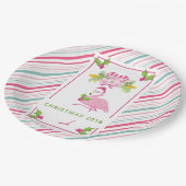 Pink Flamingo Tropical Christmas Pappteller (Schrägansicht)