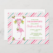 Pink Flamingo Tropical Christmas Party Postkarte (Vorne/Hinten)