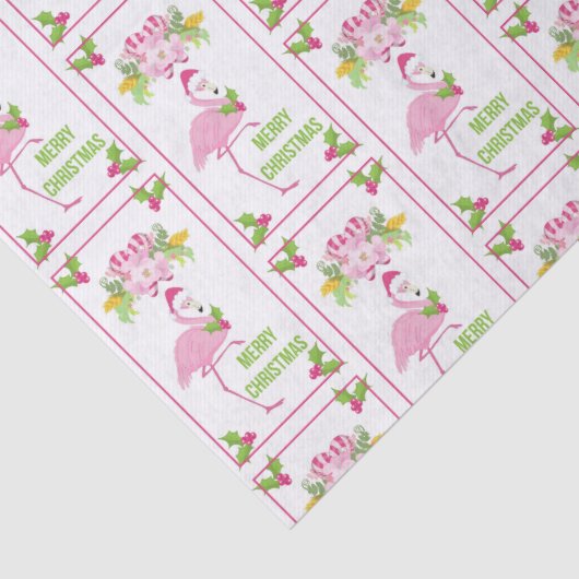 Pink Flamingo Tropical Christmas Pattern Seidenpapier (Detail)