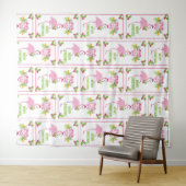 Pink Flamingo Tropical Christmas Pattern Wandteppich (Beispiel (Horizontal))