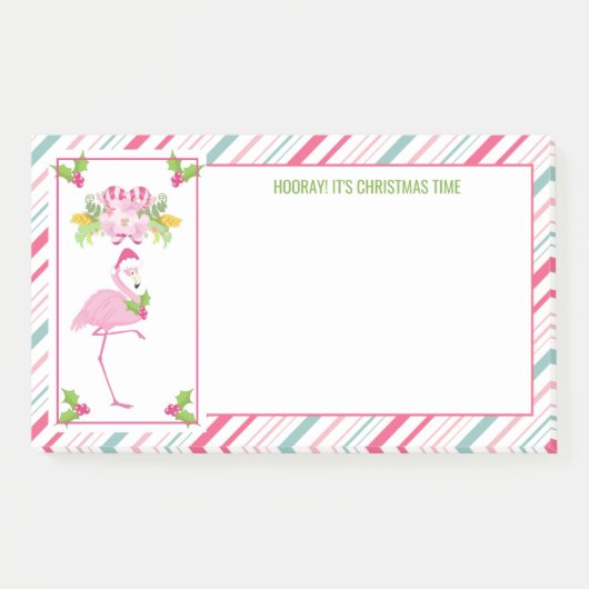 Pink Flamingo Tropical Christmas Post-it Klebezettel (Vorderseite)