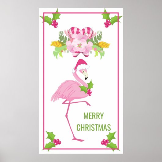 Pink Flamingo Tropical Christmas Poster (Vorne)