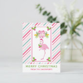 Pink Flamingo Tropical Christmas Postkarte (Stehend Vorderseite)