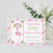 Pink Flamingo Tropical Christmas Save the Date Einladung (Stehend Vorderseite)
