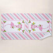 Pink Flamingo Tropical Christmas Strandtuch (Vorderseite)