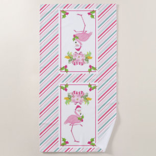 Pink Flamingo Tropical Christmas Strandtuch