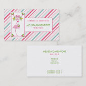 Pink Flamingo Tropical Christmas Visitenkarte (Vorne/Hinten)