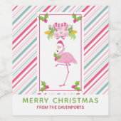 Pink Flamingo Tropical Christmas Weinetikett (Einzelnes Label)