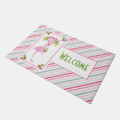 Pink Flamingo Tropical Christmas Willkommen Fußmatte (Schrägansicht)