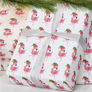 Pink Flamingo Tropical Christmas Wrapping Paper Geschenkpapier