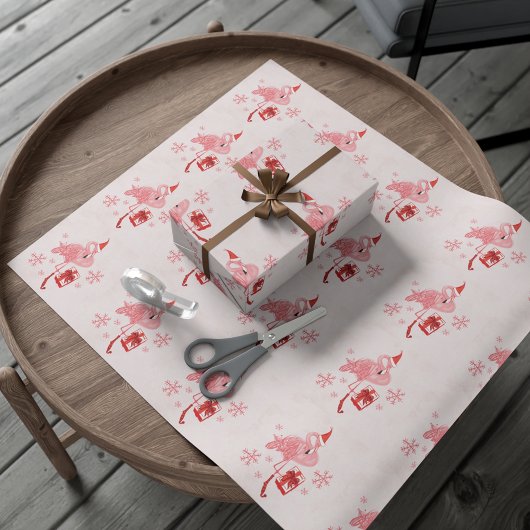 Pink Flamingo Tropical Coast Beach Weihnachten Geschenkpapier