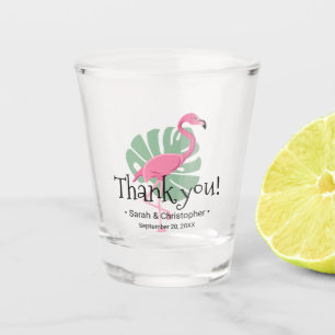 Pink Flamingo Tropical Destination Custom Wedding Schnapsglas